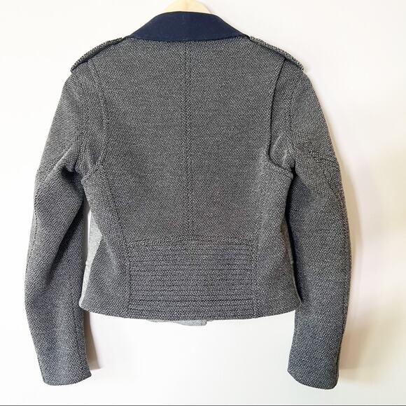 Theory Adashi K Moto Jacket Wool Blend Gray Black Navy Size Small - Picture 5 of 10